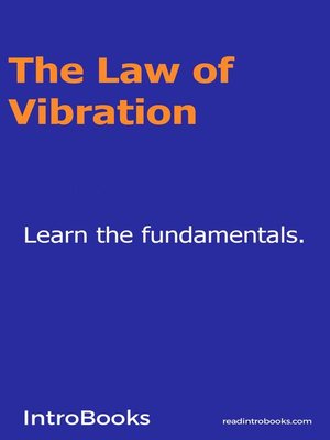 cover image of The Law of Vibration